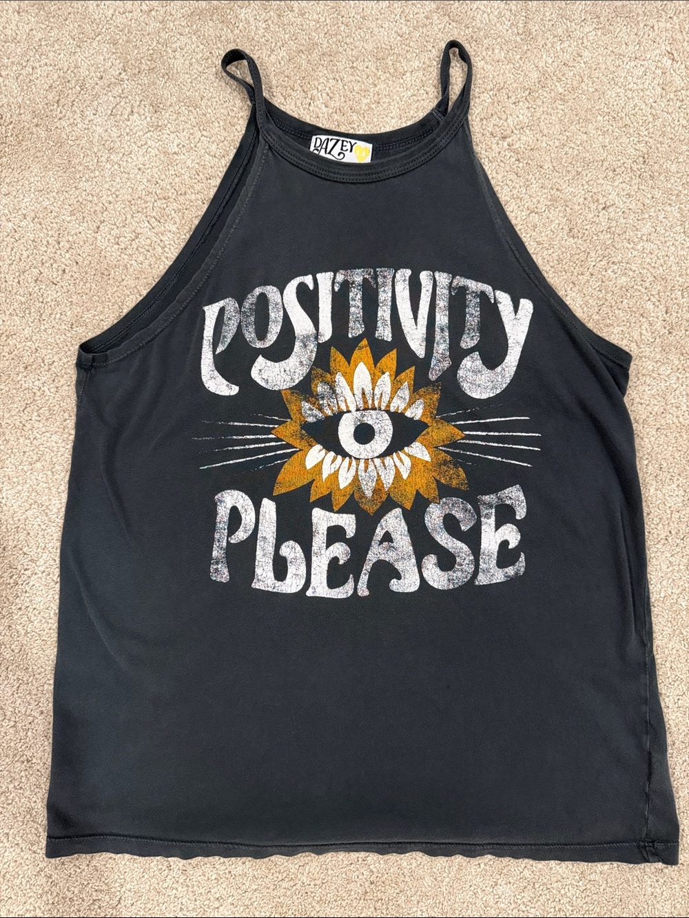 DazeyLA Black "Positivity Please" Graphic Tank